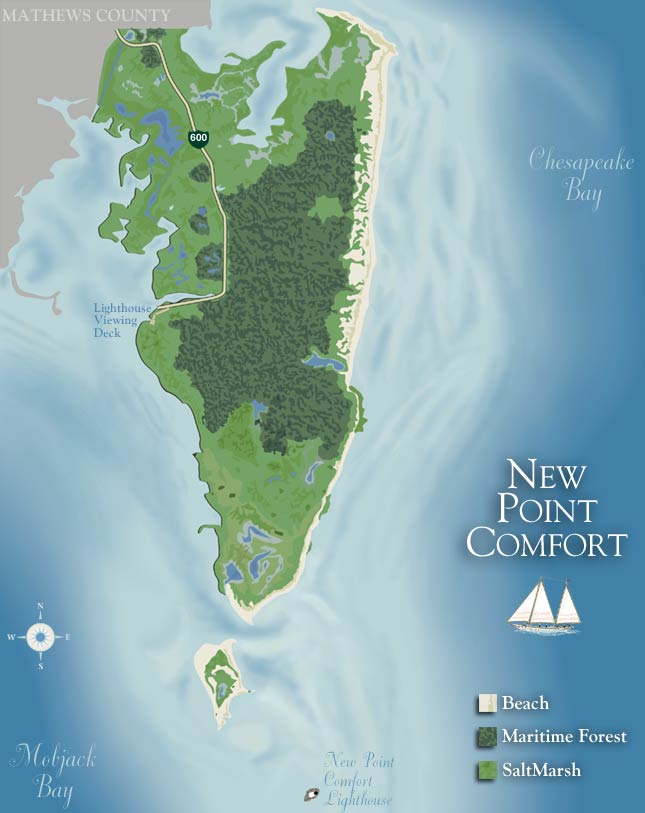 New Point Comfort Lighthouse Chesapeake By Mathews VirginiaTreasure Map