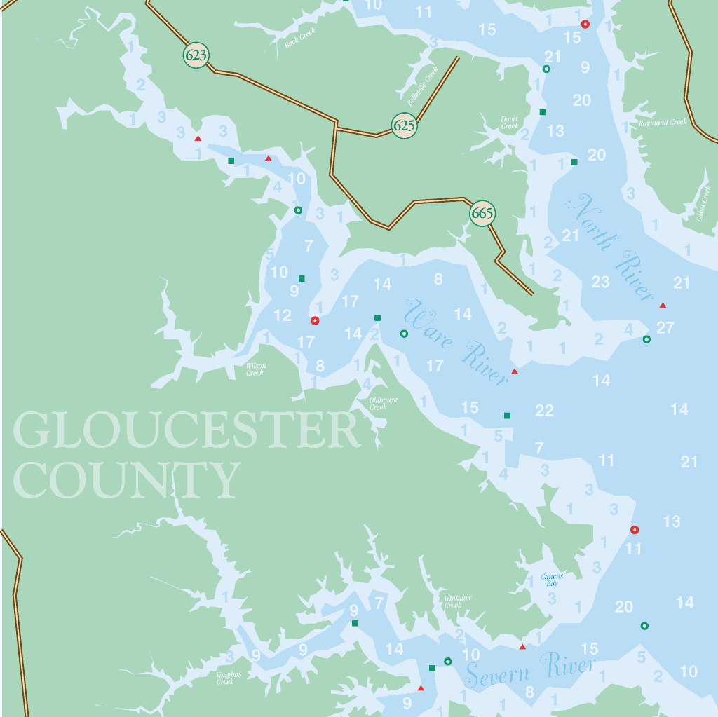 Ware River, Severn River, North River, Mobjack Bay, Virginia, Navigation Planning Chart