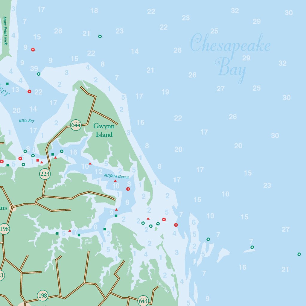Gwynn's Island, Piankatank River, Milford Haven, Approach, Chesapeake Bay, Mobjack Bay, Virginia, Navigation Planning Chart